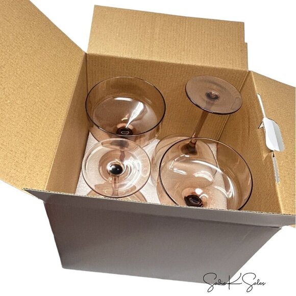 9.8oz Tinted Glass Coupe Drinkware Lt Brown Set - Hearth & Hand Magnolia 2024 - Picture 4 of 6